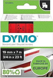 Dymo bracelet D1 original | Red on Black | 19mm x 7m | Adjustable Adhesive Tape