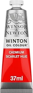 أنبوب Winsor & Newton Winton Oil Color Cadmium Scarlet Hue 37 مل مع تناسق متساوي، لا يبهت، تغطية عالية، غني بالأصباغ الملونة