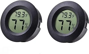 Mengshen 2-Pack Mini Fridge Freezer Thermometer,Hygrometer for Cigar Humidor,Electronic Thermometer Hygrometer,Indoor Household Embedded Thermometer,Temperature Humidity Gauge Detector,MS-UD01 Black