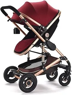 Hibobi 1485741 Two-Way High View Sit and Lay Lightweight Folding Stroller, Red