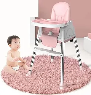 Baby High Chair with Safe Meal Tray, Adjustable Height Baby Feeding Chair, Foldable Baby Dining Chair, for Babies and Toddlers (Pink)