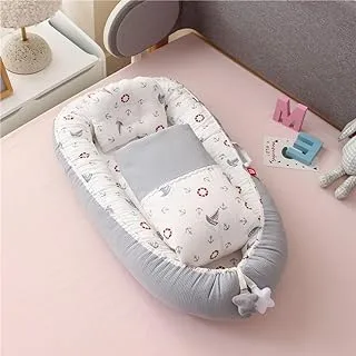 Hibobi 1448851 Foldable Baby Crib with Comforter and Pillow, Grey