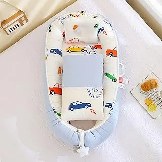Hibobi 1448852 Foldable Baby Crib with Comforter and Pillow 3-Piece Set, Car