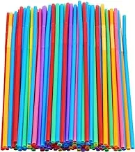 ECVV 200 Pcs Colorful Plastic Disposable Drinking Straws, Colorful Long Flexible Bendy Plastic Straws (0.23'' diameter and 10.2