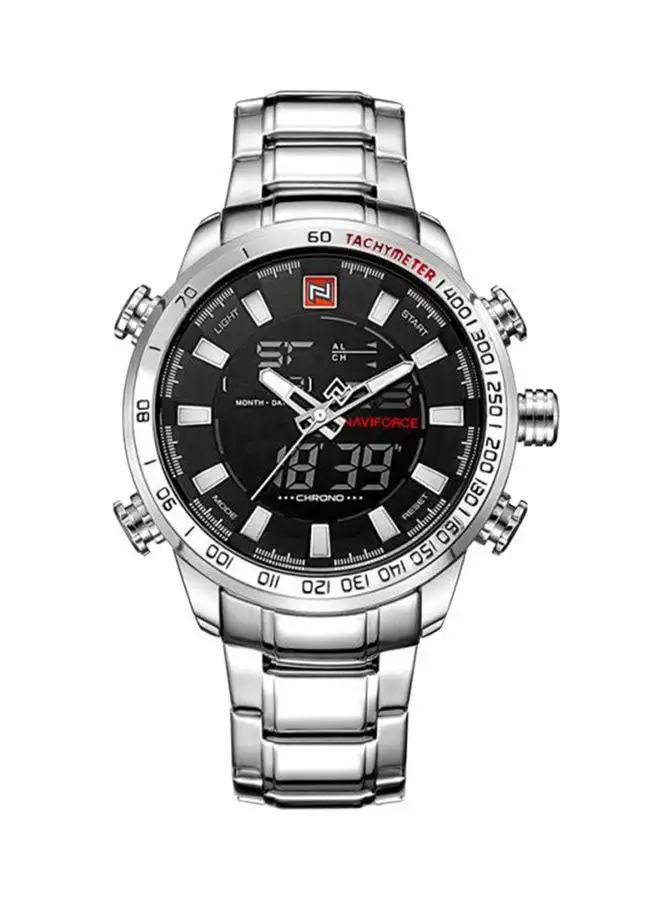 NAVIFORCE Men's Water Resistant Analog-Digital Watch NF9093 - 48 mm - Silver