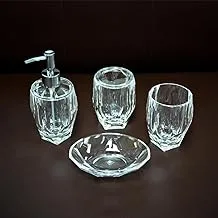 Saudi Ceramics NWAKTH Bathroom Accessories 4-Pieces Set, Clear