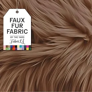 FabricLA (Light Brown) - Shaggy Faux Fake Fur Fabric - Half Yard (Light Brown)