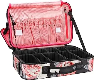Relavel Travel Makeup Train Case Makeup Cosmetic Case Organizer Portable Artist Storage Bag with Adjustable Dividers for Cosmetics Makeup Brushes Toiletry Jewelry