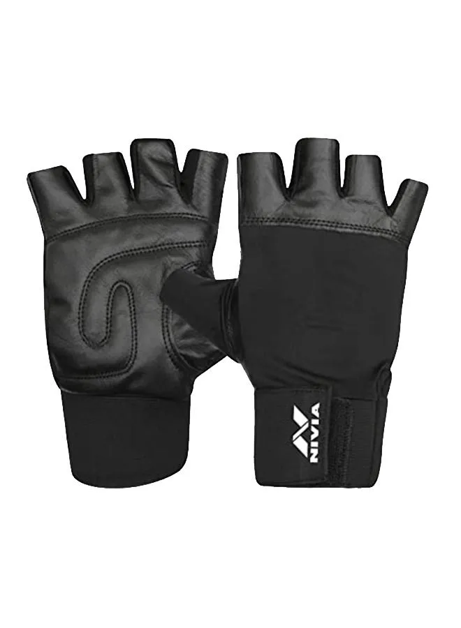 Nivia Gym Gloves With Wrist Wrap, Large (Black)