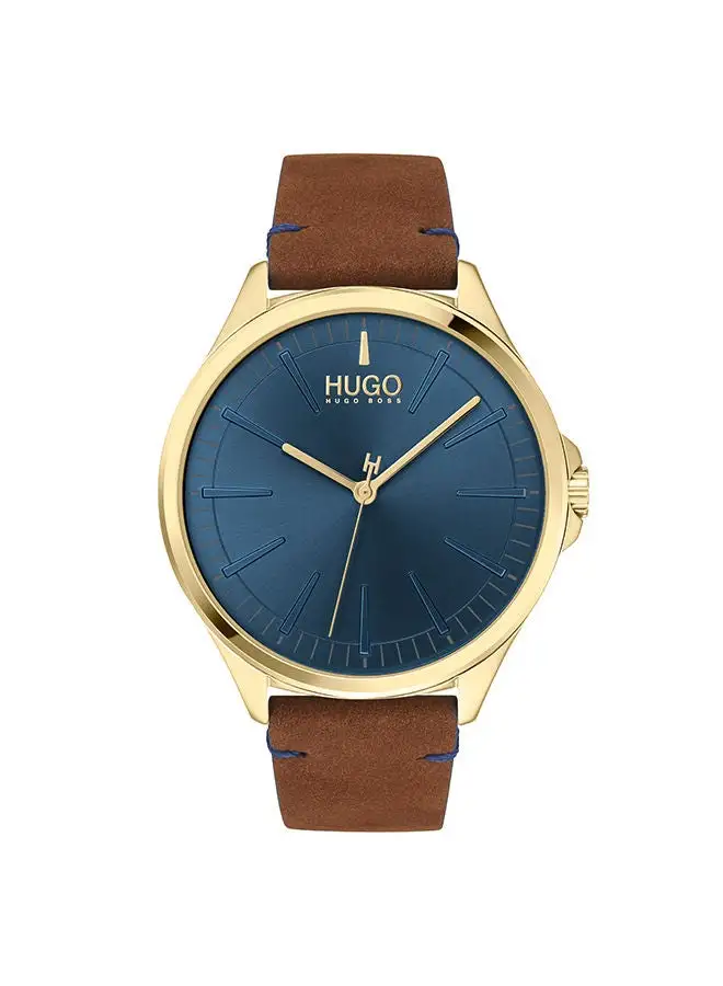 هوغو بوس ساعة يد جلد بعقارب 1530134 للرجال