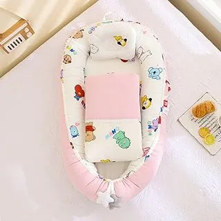 Hibobi 1448853 Foldable Baby Crib with Comforter and Pillow, Pink