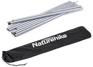 Naturehike 4 أقسام أعمدة مظلة فولاذية، قطعتين، ارتفاع 2 متر، فضي