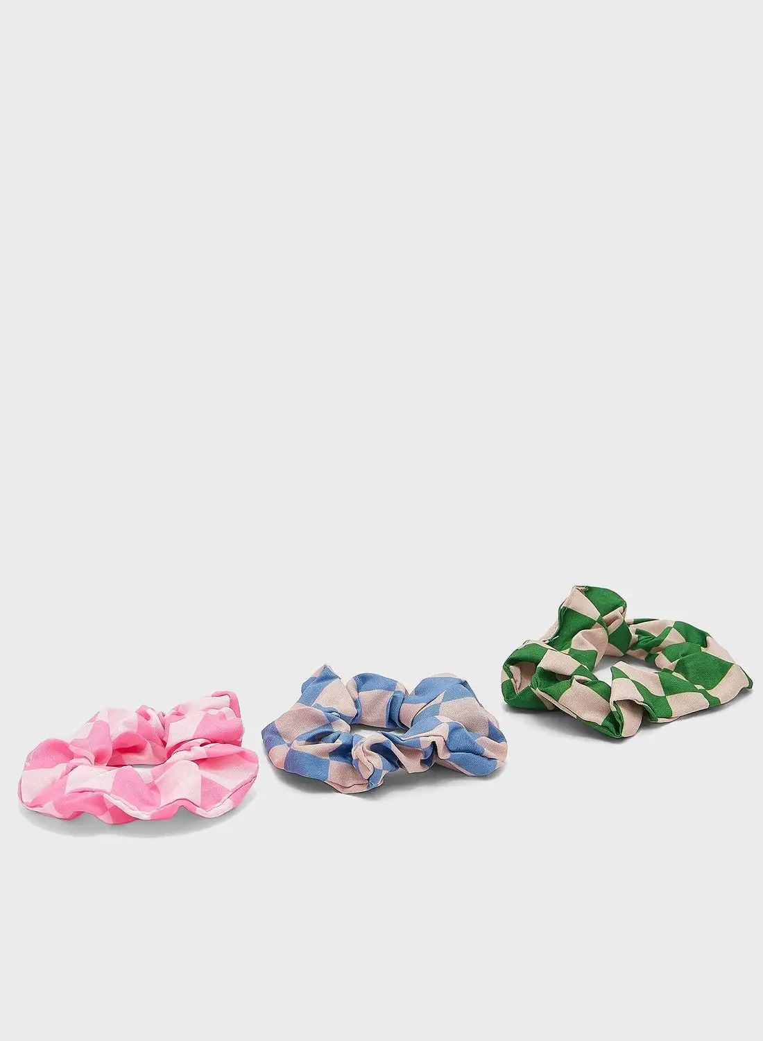 Ginger 3 Pack Check Print Scrunchies