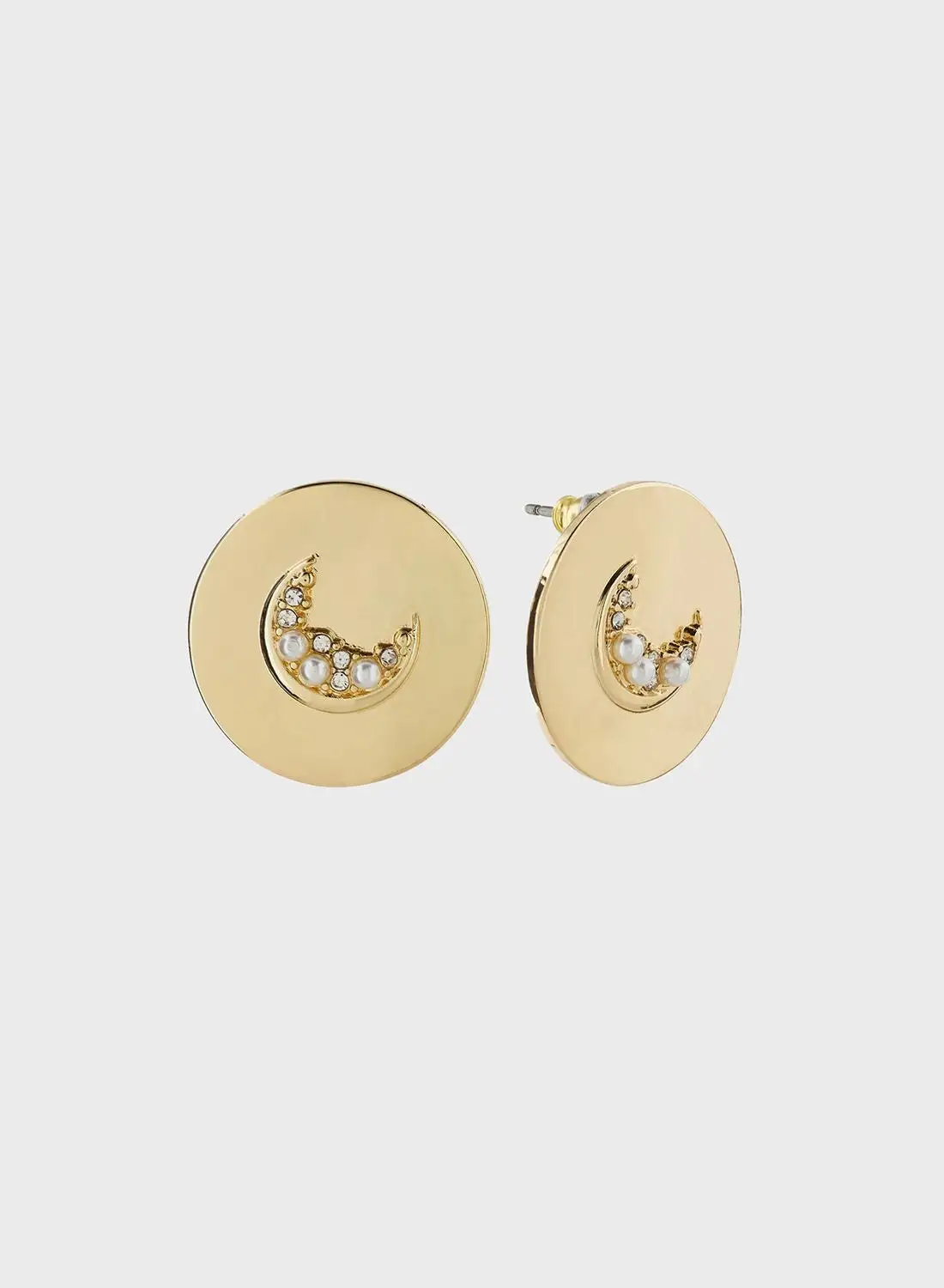 Khizana Crescent Moon Rhinestone Stud Earrings
