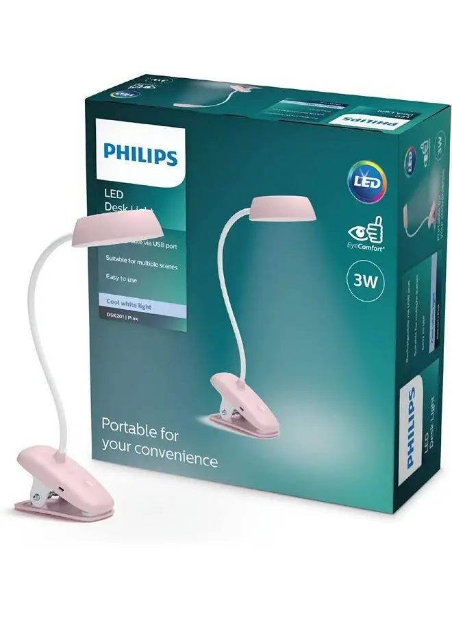 Philips LED Desk Light Donutclip Pink 2.3W 4000K 180lm