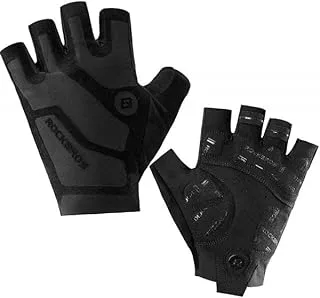 Rockbros S196BK-M Half Finger Cycling Gloves for Unisex, Medium- Black