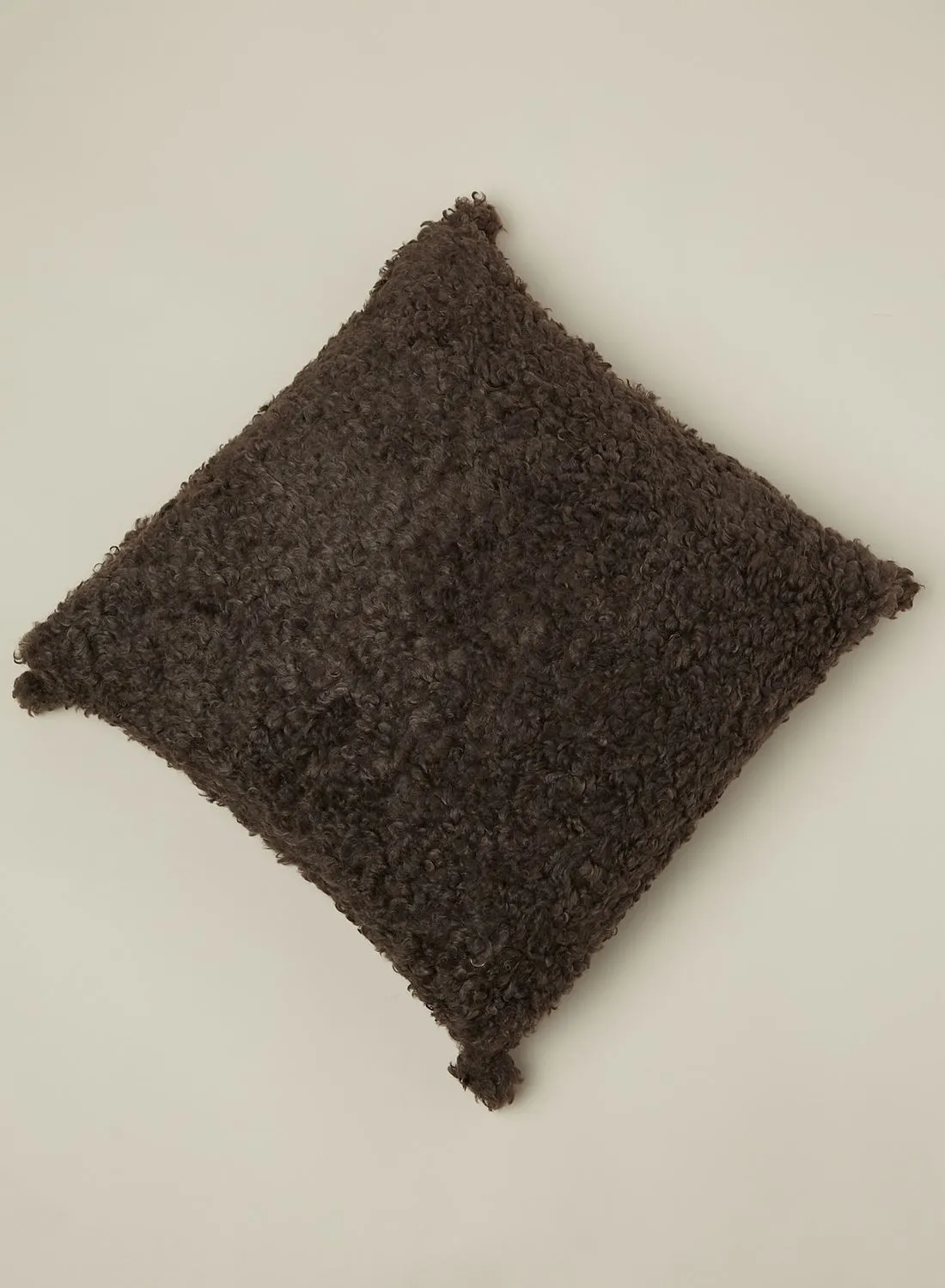 Noire Edit Brown Fleece Pom Pom Cushion With Insert 45X45Cm