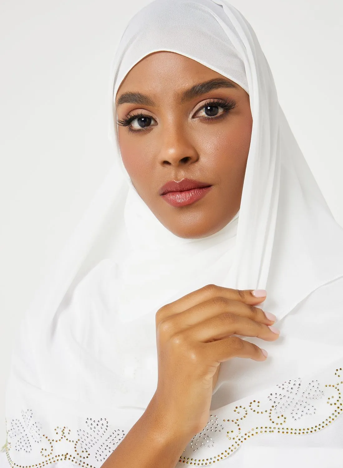Khizana Floral Embellished Long Hijab Scarf