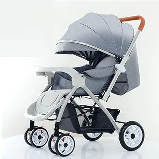 Hibobi 1459911 Foldable Sitting and Lying Four-Wheel Single Baby Stroller, Gray