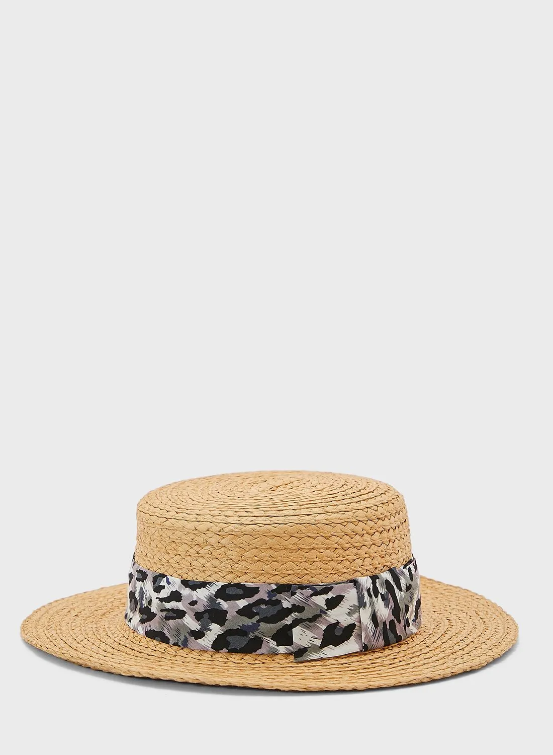 قبعة من القش بفيونكة النمر والزنجبيل