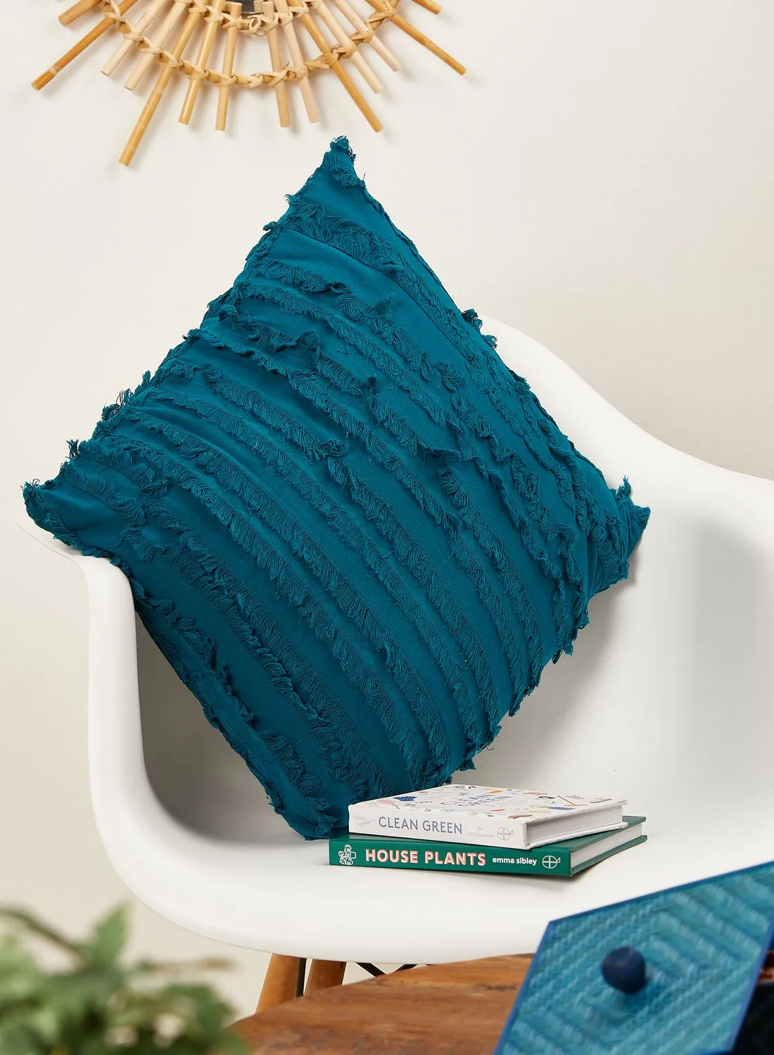 Noire Edit Teal Fringe Cushion With Insert