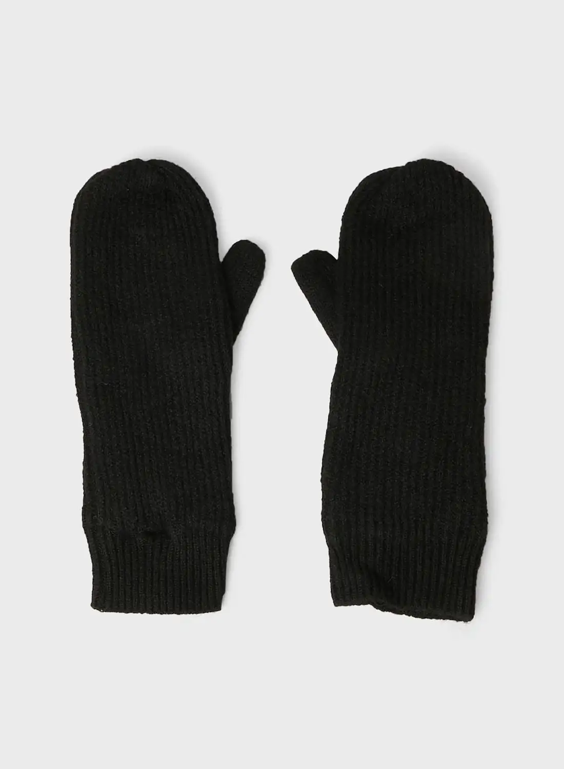 PIECES Ribbed Knit Mittens