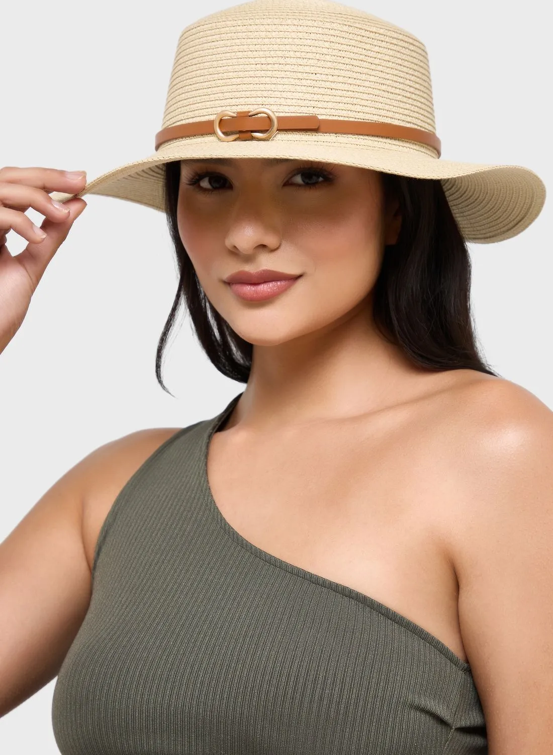 ELLA Buckle Detail  Strap Fedora Hat