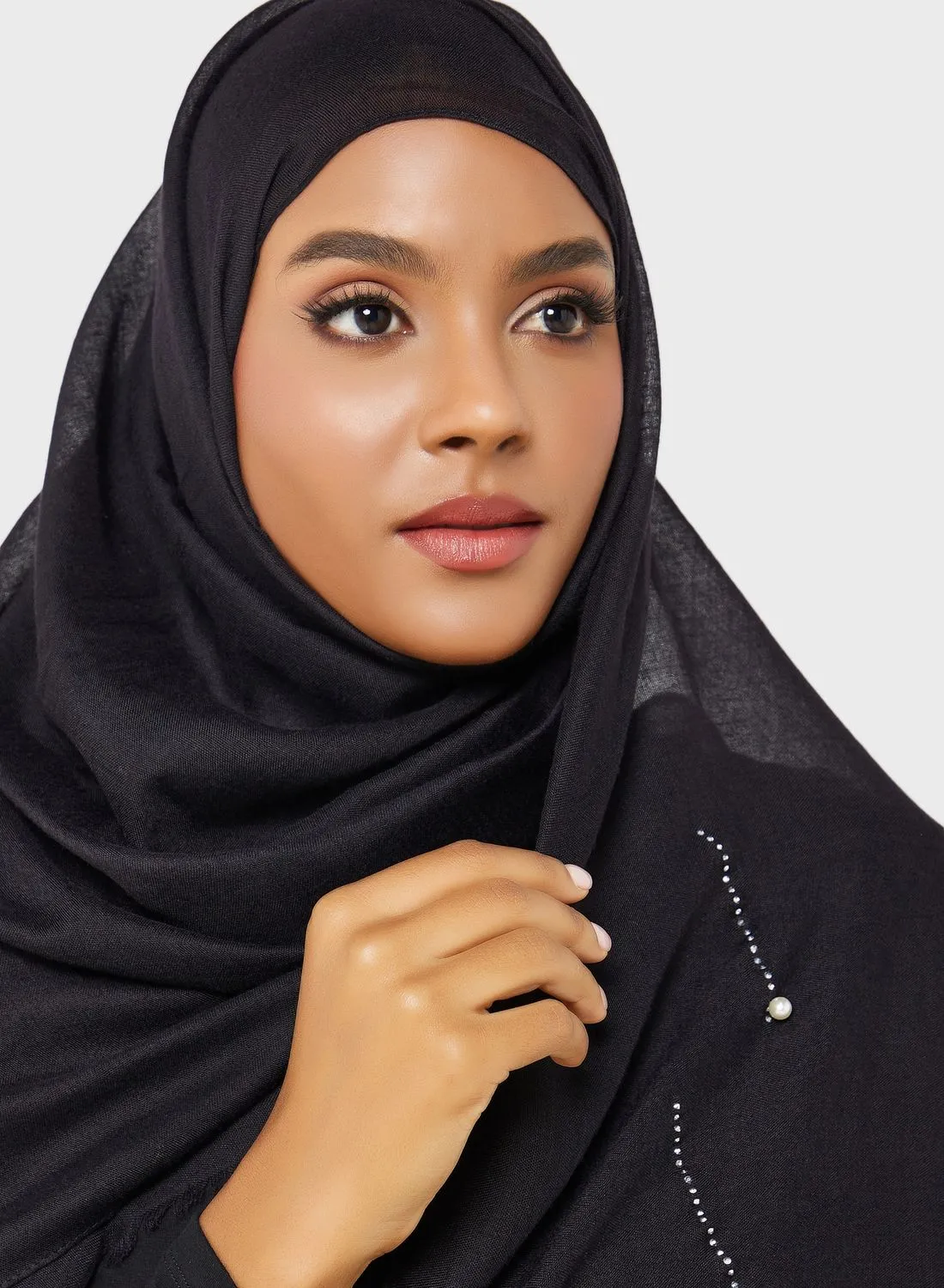 Khizana Pearl Detail Long Hijab Scarf