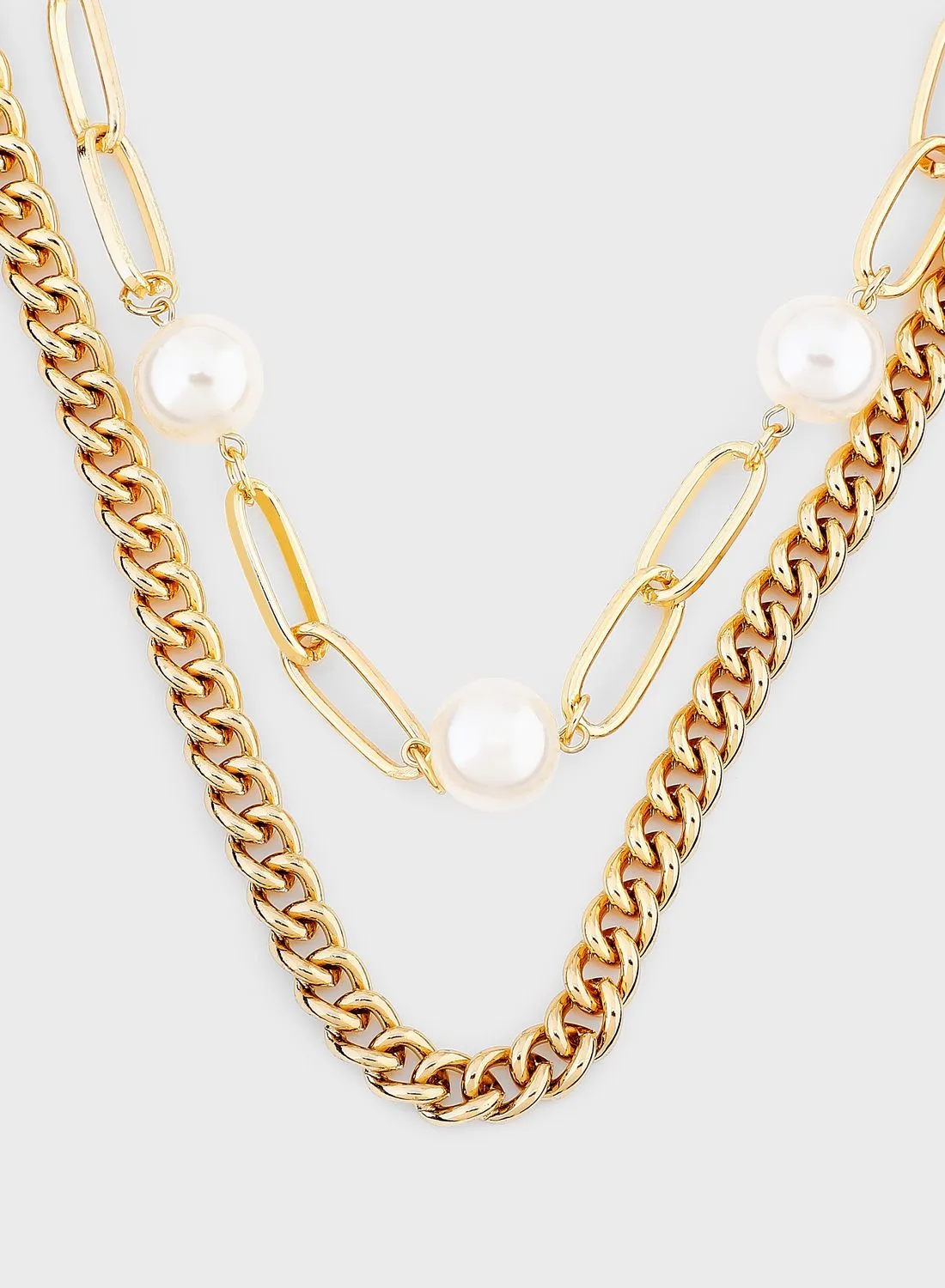 ELLA Pearl Chain Layered Necklace