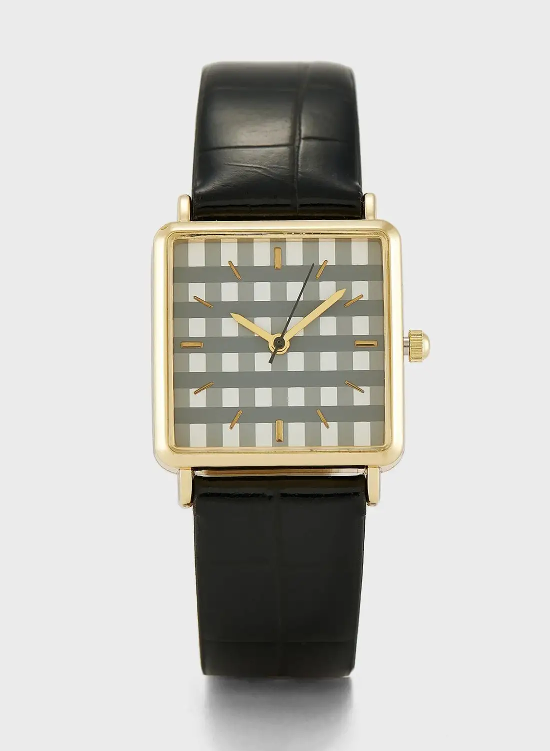Ginger Gingham Print Croc Strap Analogue Watch