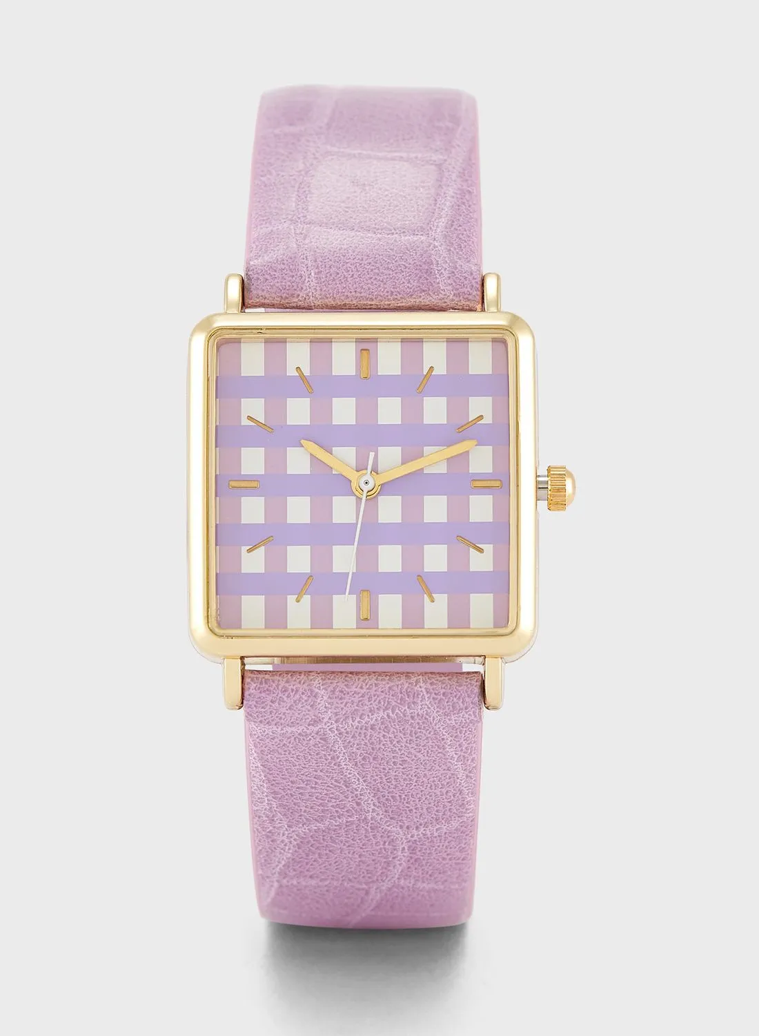 Ginger Gingham Print Croc Strap Analogue Watch