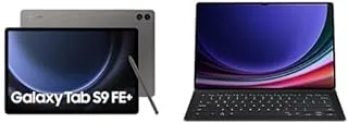 Samsung Galaxy Tab S9 FE+ 5G Android Tablet, 8GB RAM,128GB Storage, S Pen Included, Gray (KSA Version) + S9 Keyboard cover with Samsung Care+(12 months)
