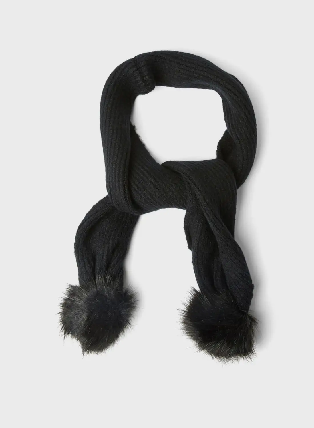 FOREVER 21 Knitted Pom Pom Ball Oblong Scarf