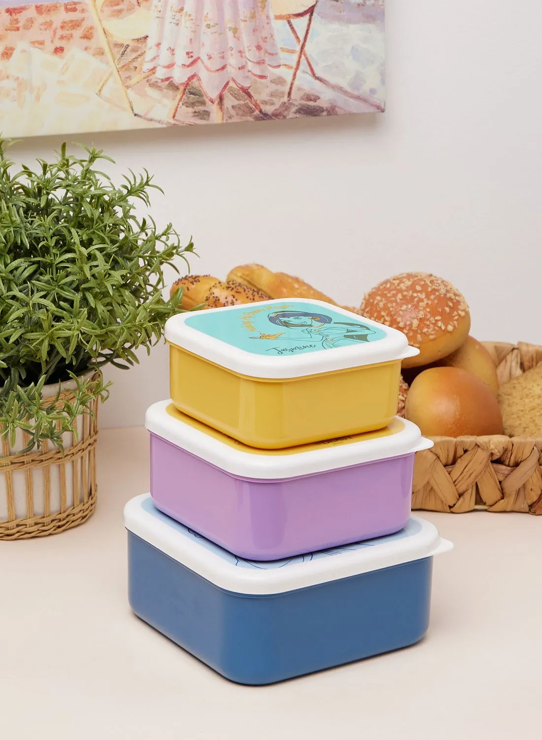 Half Moon Bay Snack Boxes Set Of 3 - Disney Princess (Colour Pop)