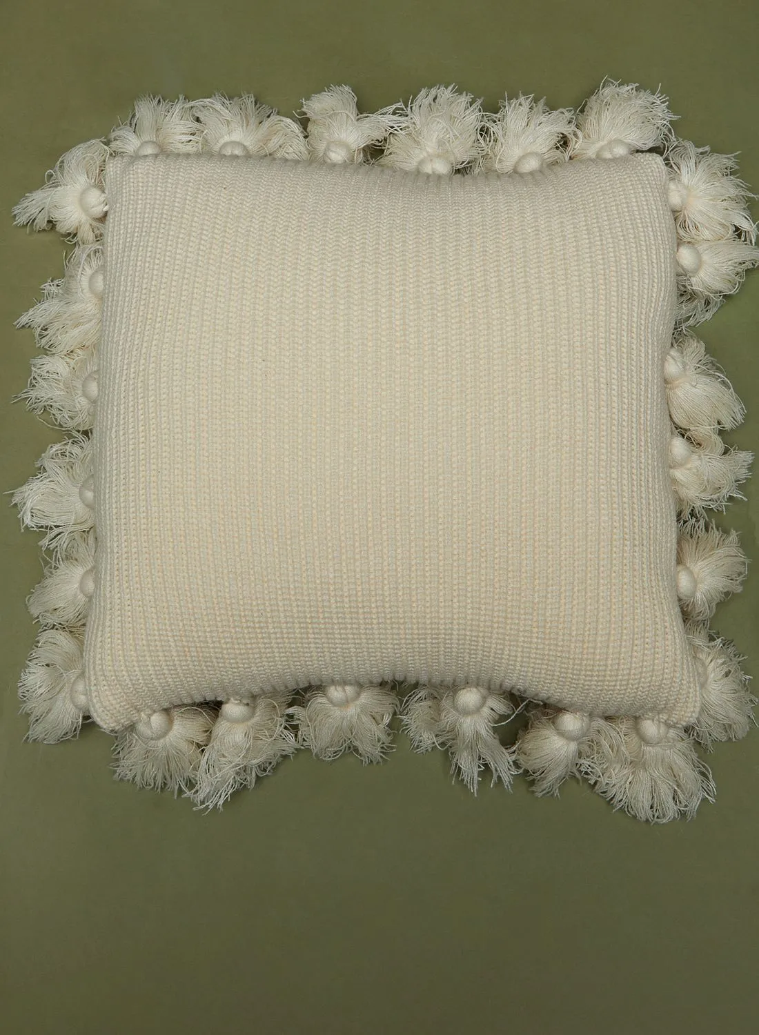 Noire Edit Cream Tassel Cushion With Insert 45cm x 45cm