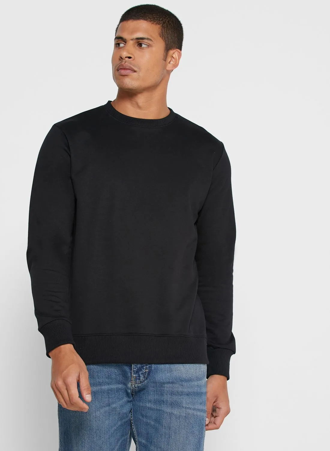 Seventy Five Classic Design Long Sleeve Sweatshirt Black