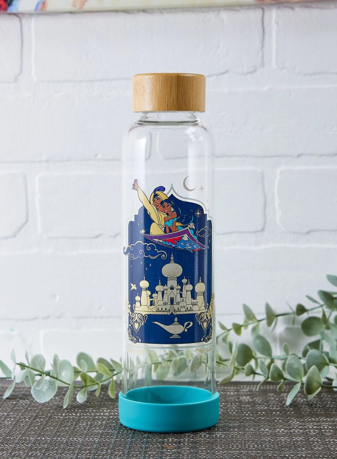 Half Moon Bay Disney Aladdin Glass Water Bottle 500Ml