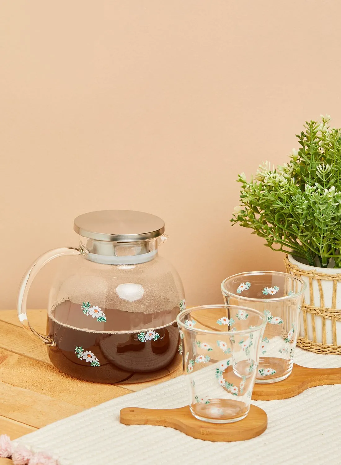 AURORA Floral Glass Tea Set