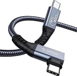 كابل ORICO متوافق مع Thunderbolt 4 الزاوية اليمنى 0.98FT، كابل USB C إلى USB C بسرعة 40 جيجابت في الثانية مع شحن 100 واط/عرض 8K@60 هرتز متوافق مع أجهزة MacBooks وiPad Pro وThunderbolt 4/3 Hub وجهاز USB-C