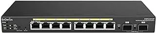 EnGenius 8-Port Gigabit 802.3af PoE Layer 2 محول إيثرنت مُدار، 2 منافذ SFP، ميزانية PoE 61.6 وات مع مراقبة عن بعد (EWS2910P)