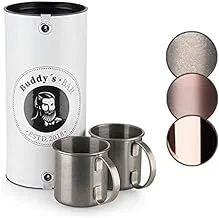Buddy´s Bar - Moscow Mule Mug, 450 ml, Stainless Steel Mug, Food Safe, Cocktail Cup Including Gift Box, Stainless Steel Antique, Set of 2