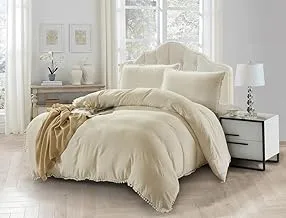 DONETELLA All-Season Bedding Duvet Set- 3 Pcs Single Size, Applique Pompom Design Duvet Sets for Sigle Bed -Without Filler (طقم لحاف سرير)