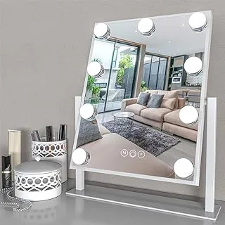Lighted Vanity Mirror - Hollywood Style Makeup Vanity Mirror with Lights and Touch button,3 Color Model, Cosmetic Mirror with 9,12,15,18 pcs Dimmable Bulbs for Dressing Table (9 bulbs)