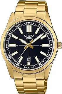ساعة كاسيو MTP-VD02G-1E للرجال ستانلس ستيل ذهبي بمينا أسود و3 عقارب
