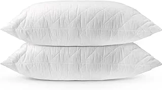 Hotel Linen Klub Pack of 2 Quilted Pillow Queen (50 x75cm)-Outer Cover : 144TC Cotton Blend Fabric, Filling:650grams Soft Fiber, Diamond Quilt Pattern