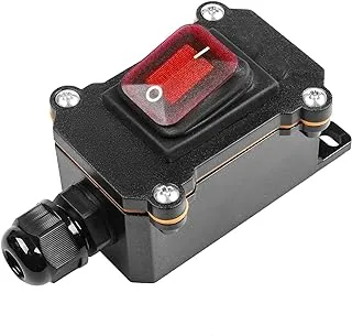 TERRIFI Inline Cord Switch DPST AC/DC 20A-125V,16A-250V,30A-24V,35A-12V, IP66 Waterproof On-Off with 2 Red Light Buttons, One-Side Entry & Exit Line, Outdoor Electrical Start Stop Toggle Switch