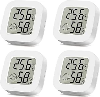 Room Thermometer, Indoor Thermometer Hygrometer, Mini Digital Temperature Humidity Meter Gauge Monitor, Large LCD Display Celsius for House, Greenhouse, Baby, Office, Home, Garden, Cellar(4Pack)
