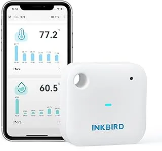 INKBIRD WiFi Thermometer Hygrometer Monitor, Smart Temperature Humidity Sensor IBS-TH3 with App Notification Alert, 1 Year Data Storage Export, Remote Monitor for Greenhouse Wine Cellar Baby Room