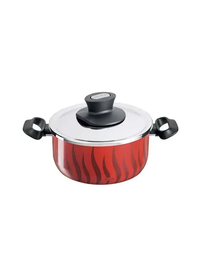 Tefal Non-Stick Dutch Oven With Lid Red/Silver/Black 22cm