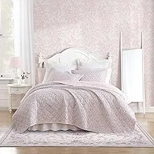 Laura Ashley- Twin Quilt Set, Reversible Cotton Bedding with Matching Sham(s), Lightweight Home Decor for All Seasons (Loveston Pink, Twin)